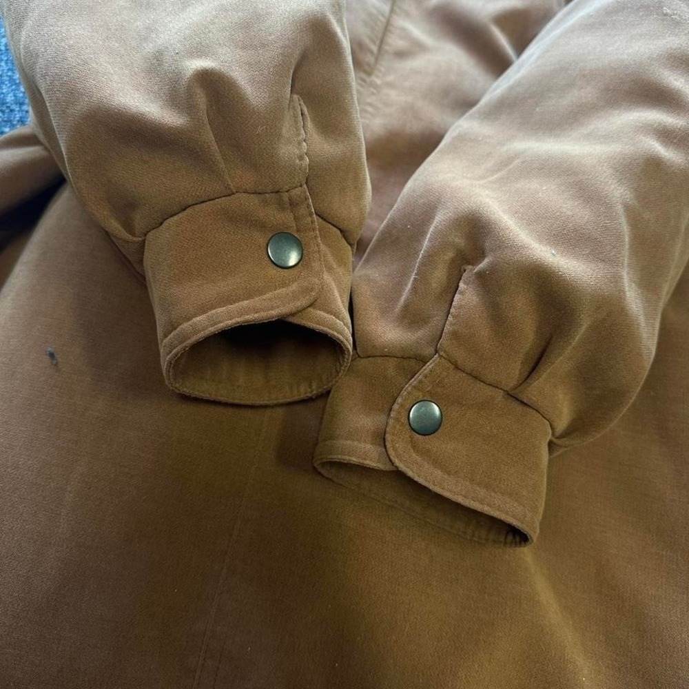 Tan faux fur lined parka coat Sz Large petite - Picture 5 of 5